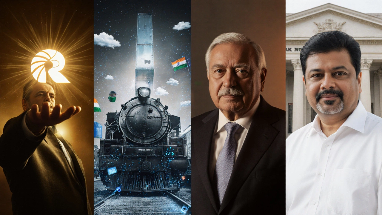 Four Indian CEOs shown with icons of their industries against an Indian map