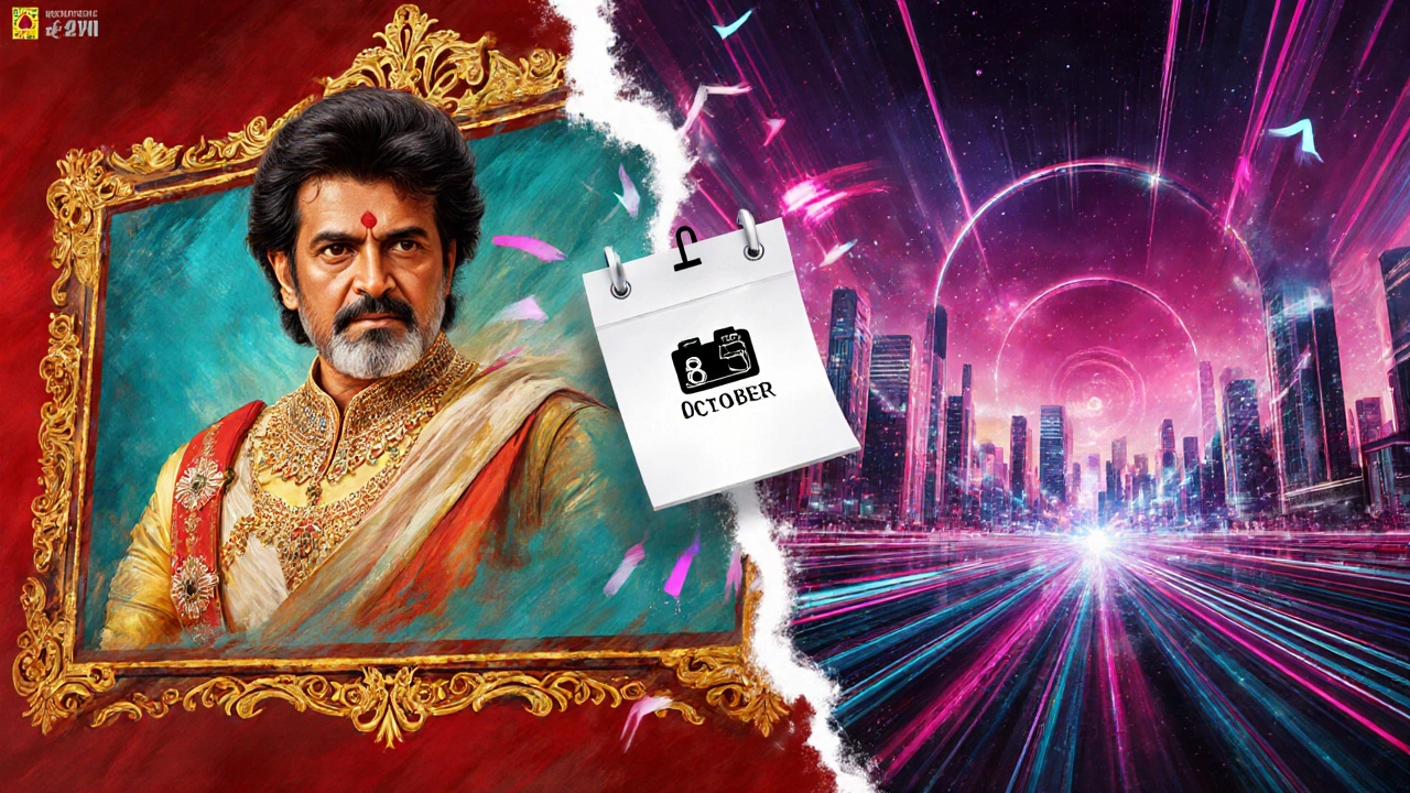 Vibrant painting of upcoming films “Maharaja” and “Elaan” hinting at a box‑office showdown.